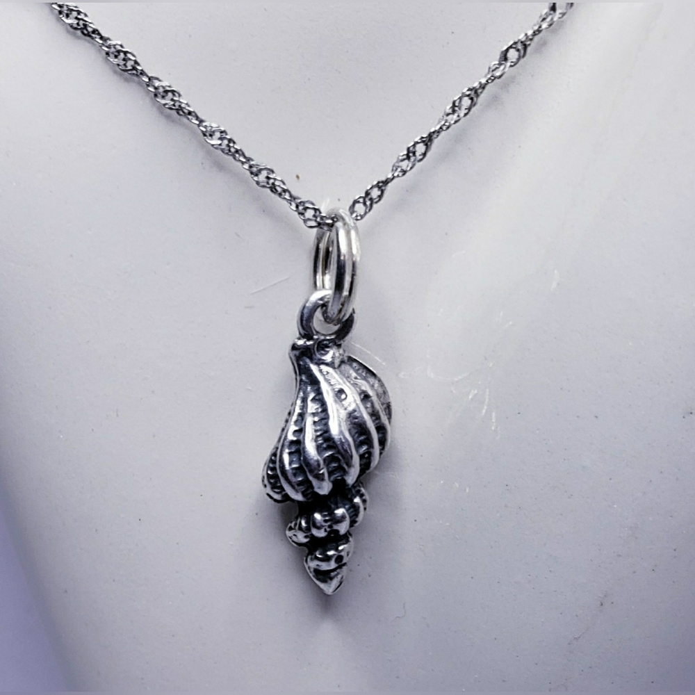 Conch Shell Sterling Silver Charm Pendant.